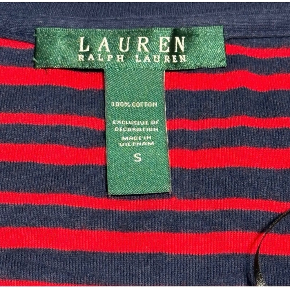 Lauren Ralph Lauren Women's Striped Maxi Dress Size Small Navy Red 100% Cotton - Picture 4 of 12